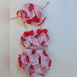 6-12 Month Strawberry Print Baby Swimsuit Set